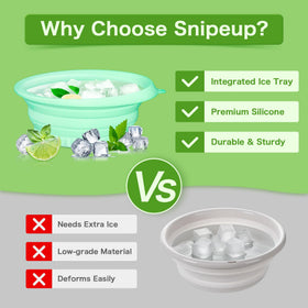 Snipeup image of built-in ice tray detail showing easy press-and-release convenience