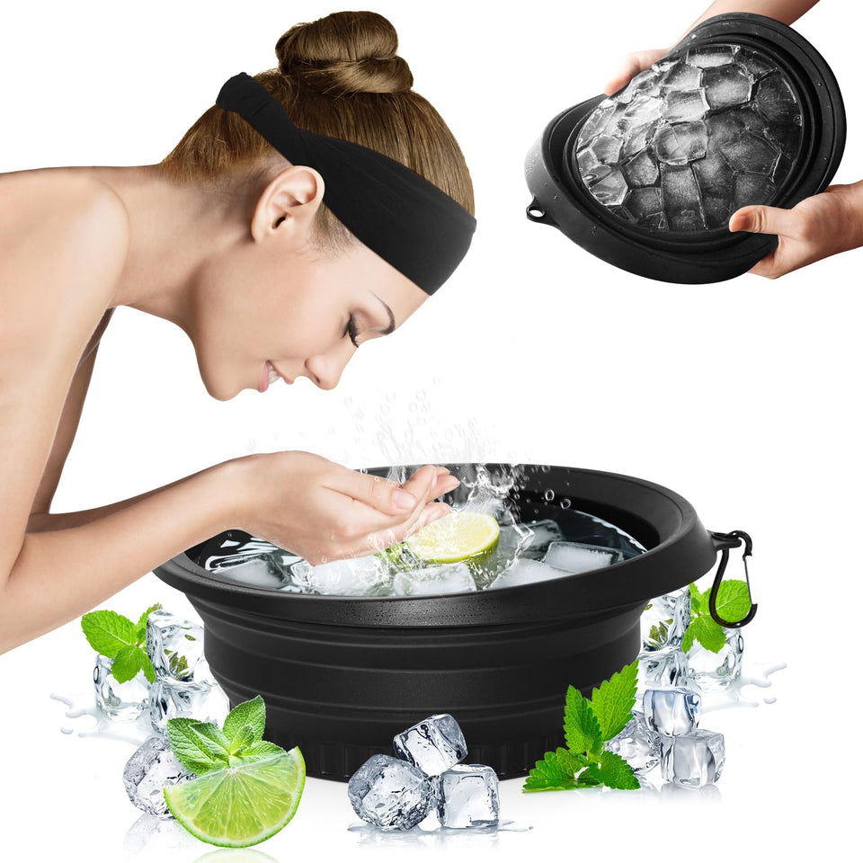 Snipeup front view of black foldable ice bowl showing compact design and branding benefit