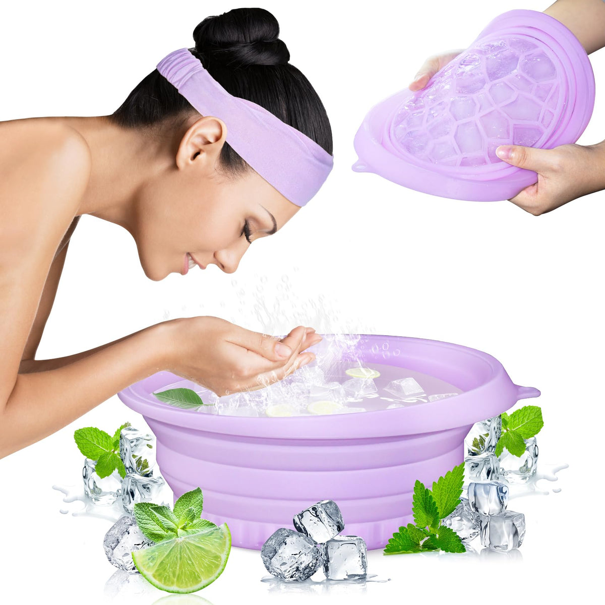 Snipeup front view of purple ice bowl showing compact design and packaging benefits