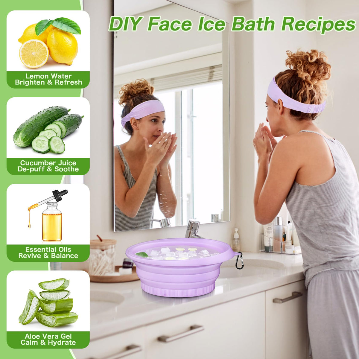 Snipeup facial dip in use demonstrating full-face cooling and reduced puffiness