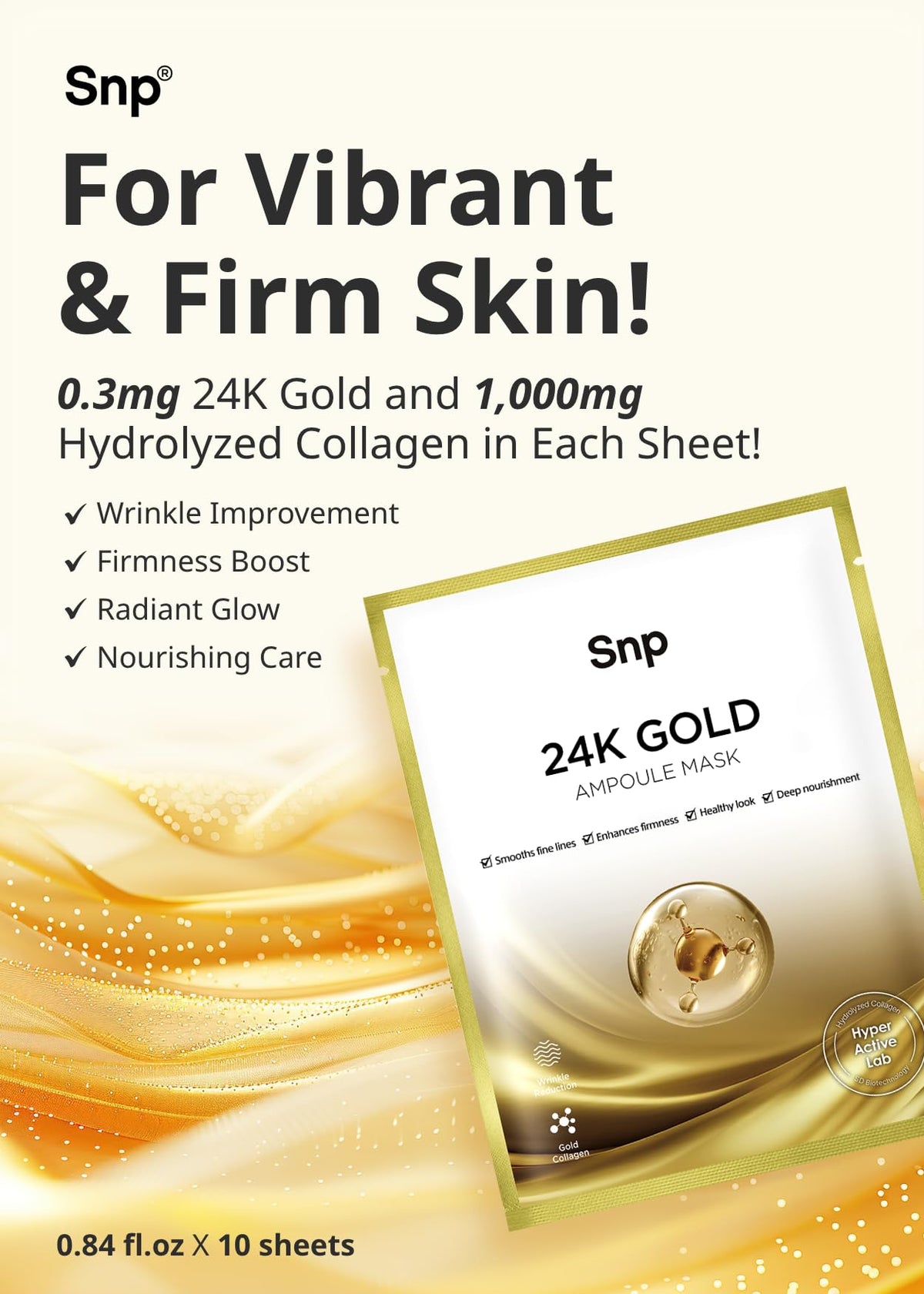 SNP 24K gold particles visible in essence adding luminous finish benefit