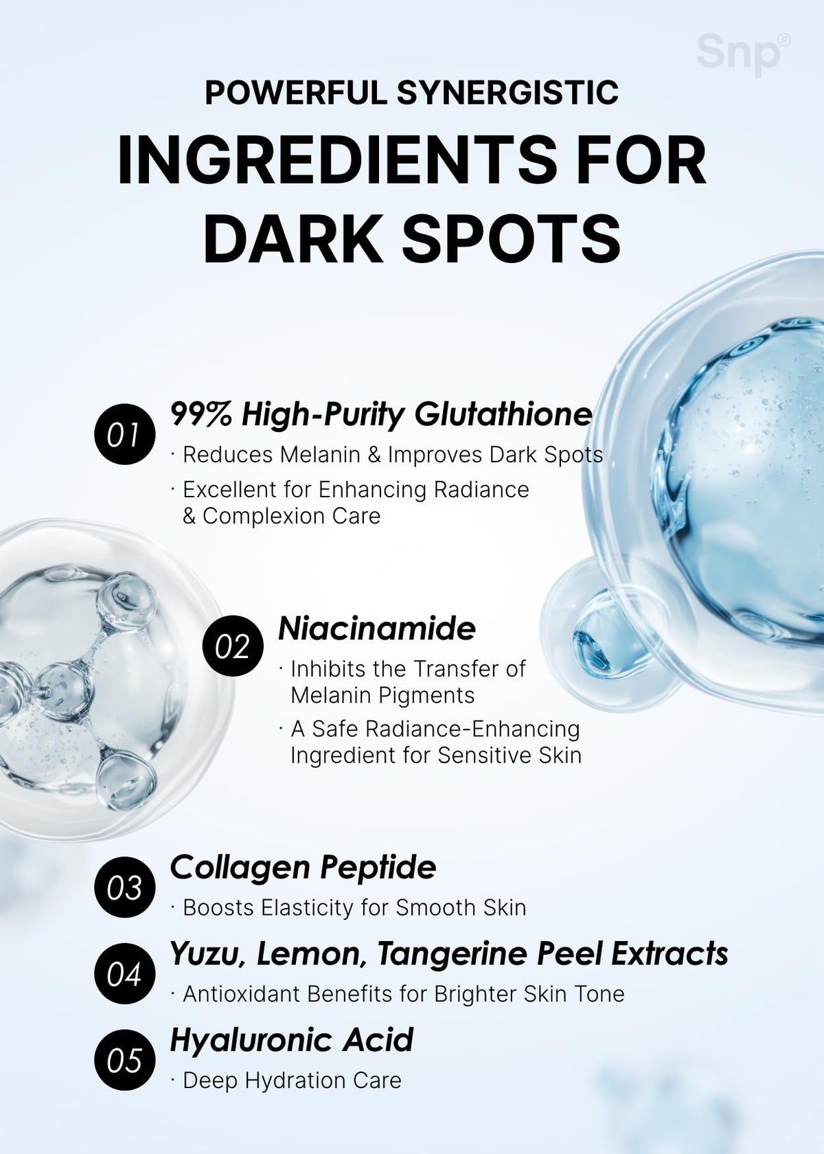 SNP label close-up showing key ingredients and usage directions