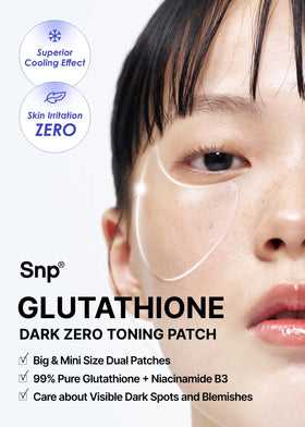 SNP patch applied under eye demonstrating reduced dullness