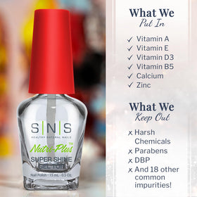 SNS Healthy Natural Nails bottle next to ruler to show compact 0.5 fl oz size