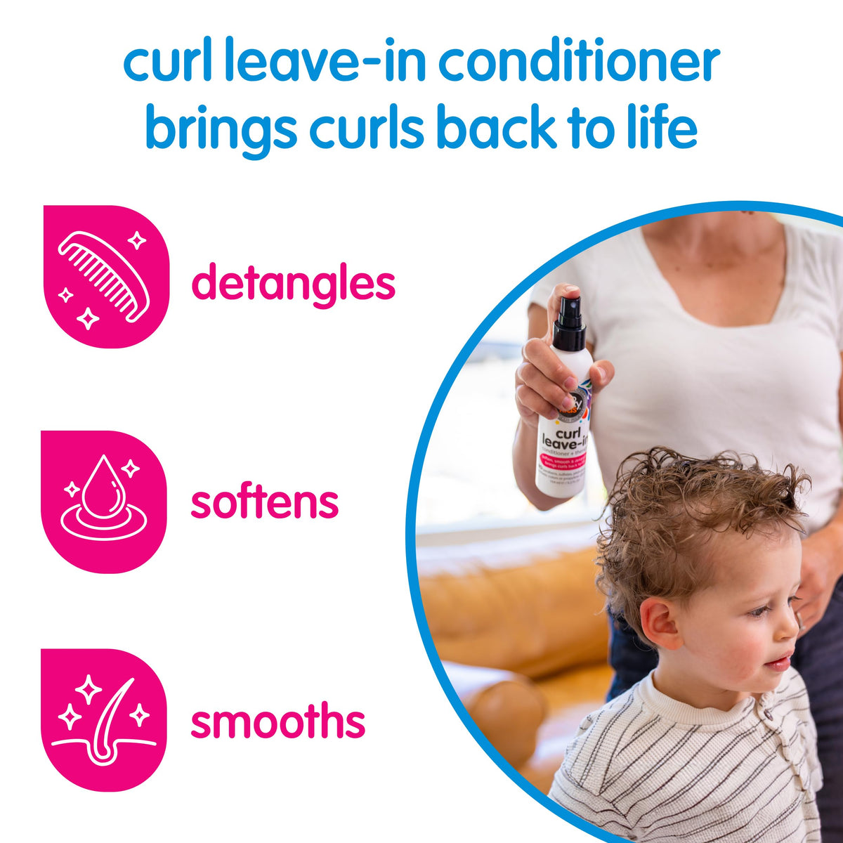 SO COZY fine mist spray close-up demonstrating even application for easy detangling