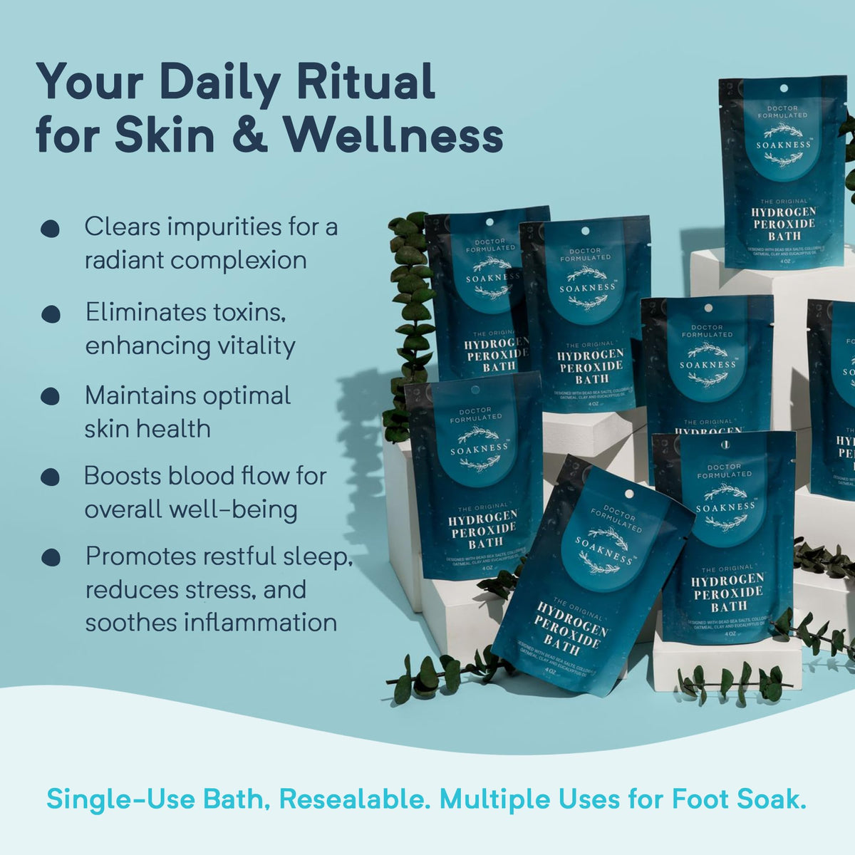 Soakness in a spa-style setting conveying calming self-care ritual