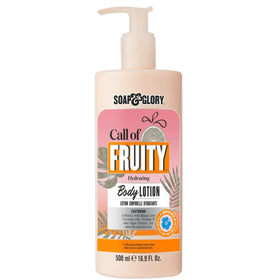 Soap & Glory front packaging showing 500ml bottle and tropical branding benefit of clear product ID