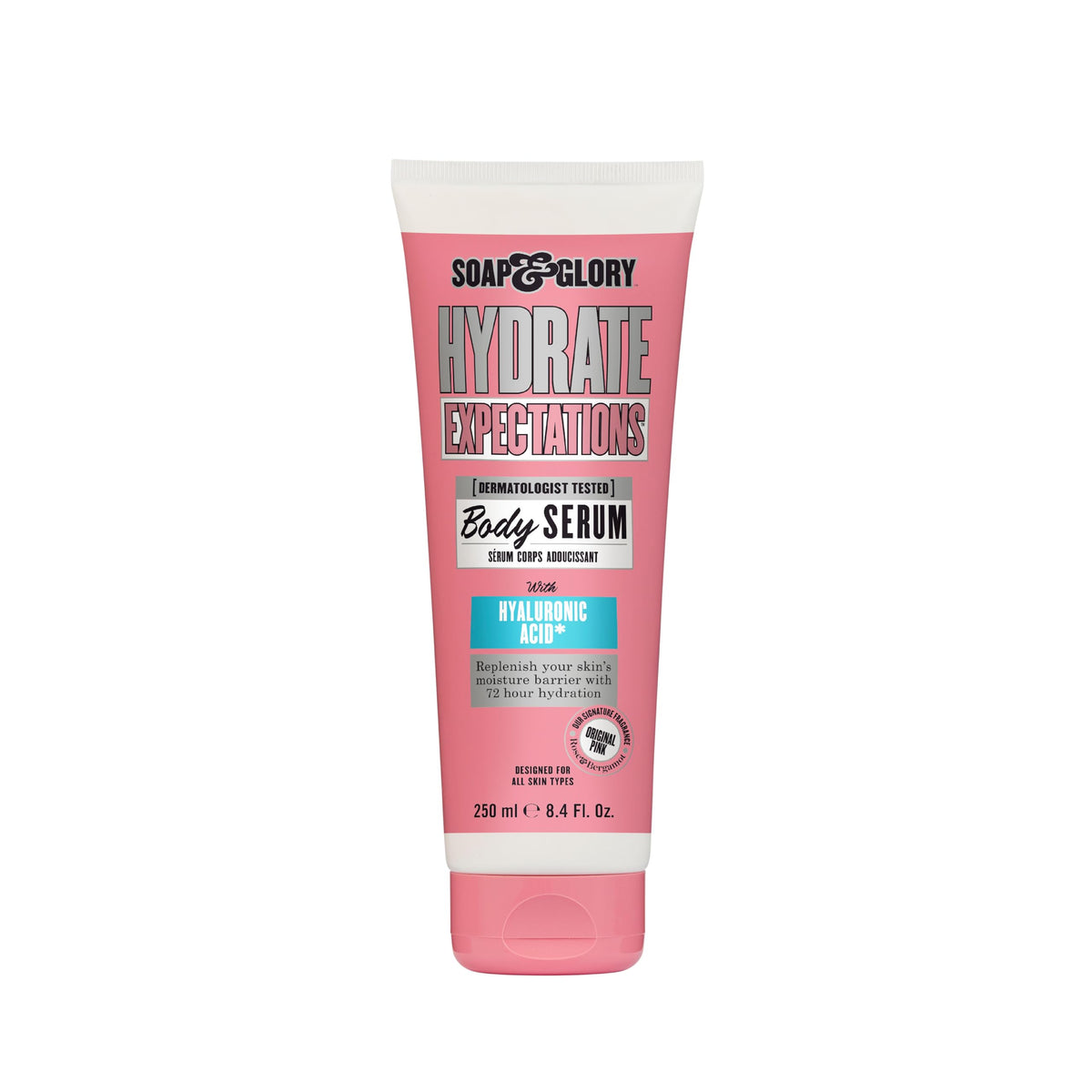 Soap & Glory front packaging showing bottle and label, highlighting fast absorption