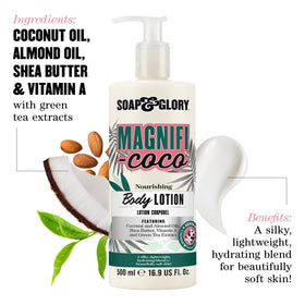 Soap & Glory label close-up with pump showing directions and brand clarity