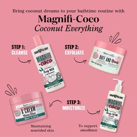 Soap & Glory label detail highlighting product name and ingredient clarity benefit