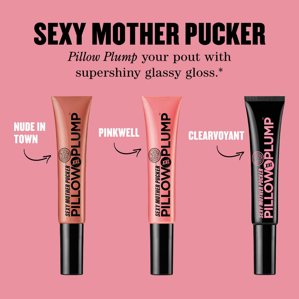 Soap & Glory lips before and after demonstrating visible shine and fuller-looking lips
