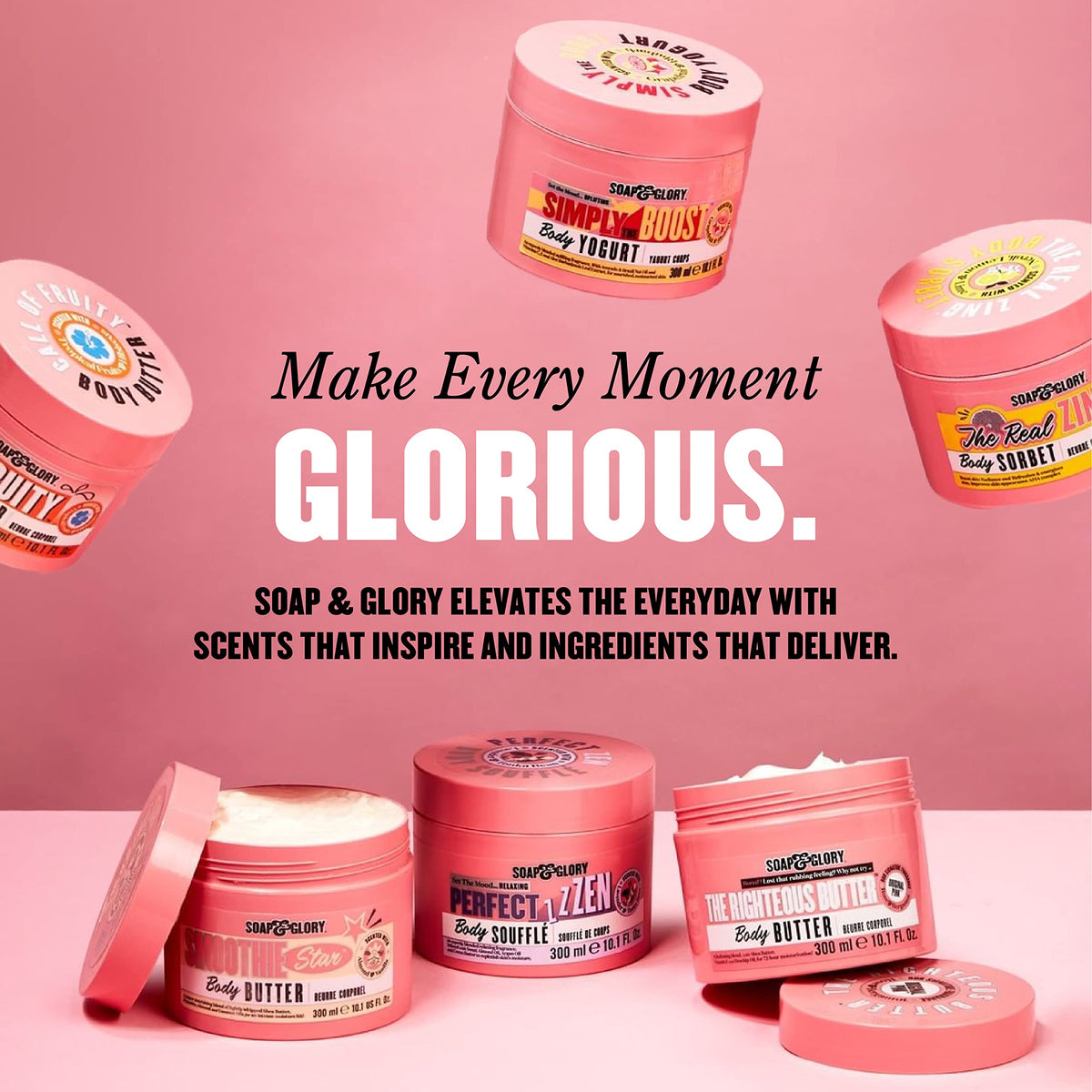 Soap & Glory tube held in hand to show compact 10ml size and travel-friendly benefit