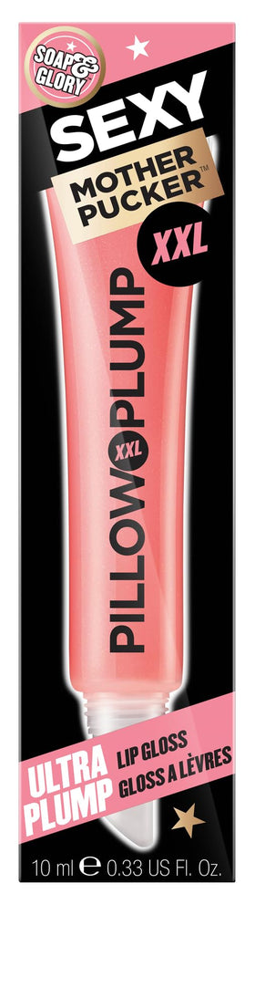 Soap & Glory gloss texture swatch showing sheen and Pinkwell tint for moisturised finish