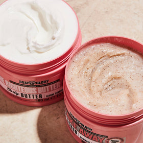 Soap & Glory tub next to ruler for scale, highlights 10.1 fl oz capacity