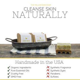 SOAP BAR styled on shower shelf with greenery conveying natural ingredients and refreshing scent
