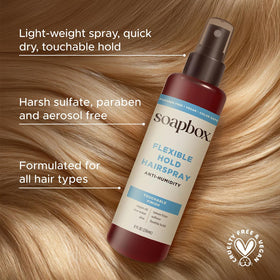 Soapbox argan oil and rice water ingredients highlighting smoothing benefit