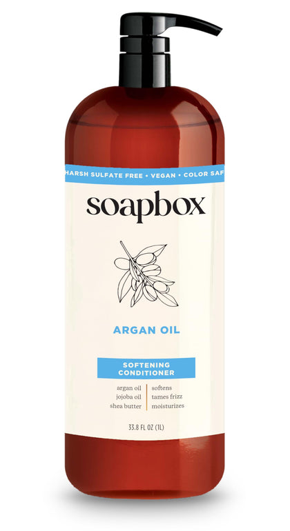 Soapbox front bottle view showing label and nourishing benefits