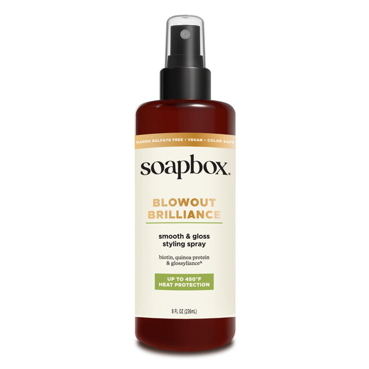 Soapbox front label showing product name and benefits for quick recognition