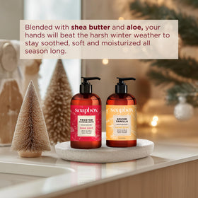 Soapbox bottles on a kitchen counter showing convenient home use
