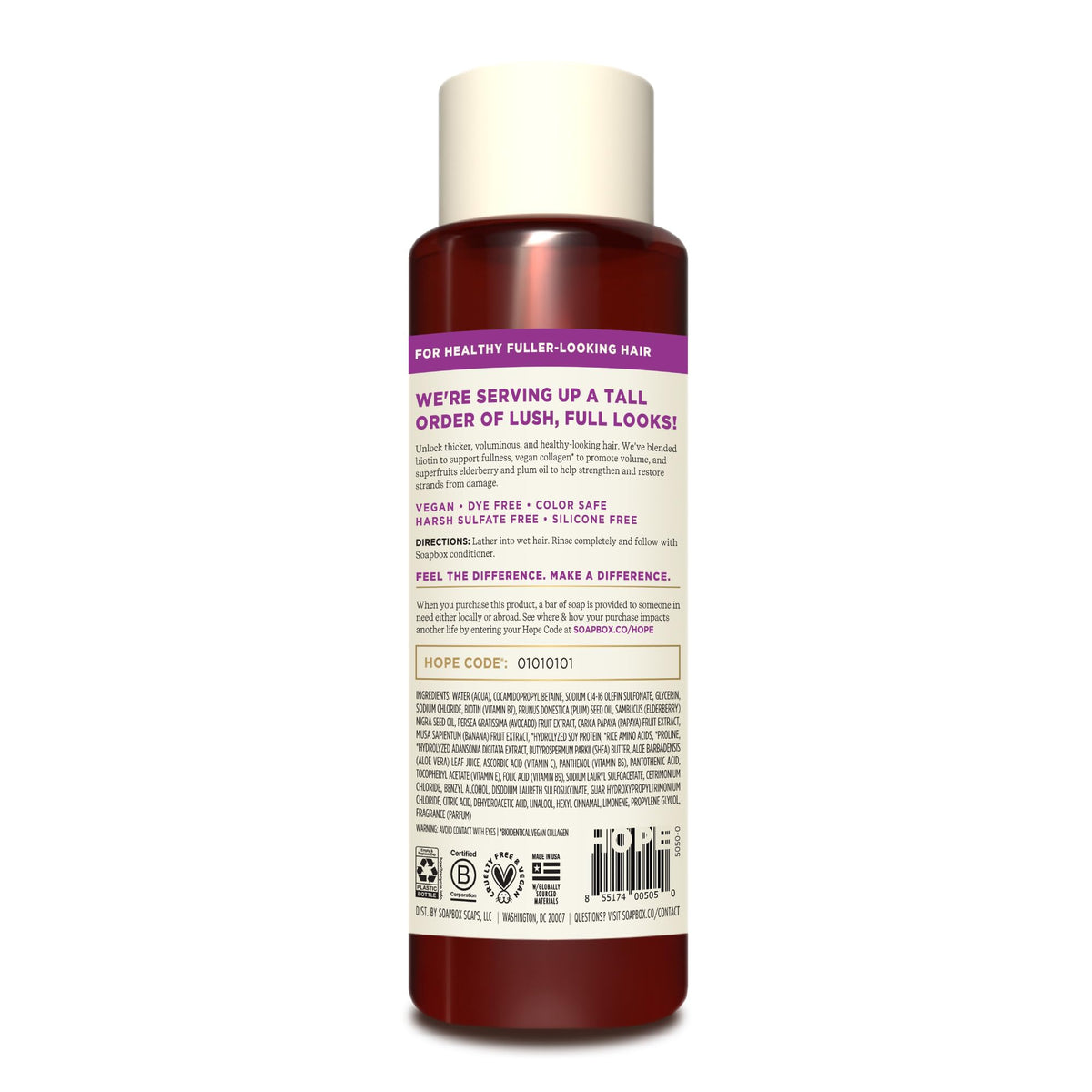 Soapbox bottles side profile with clear label for easy identification
