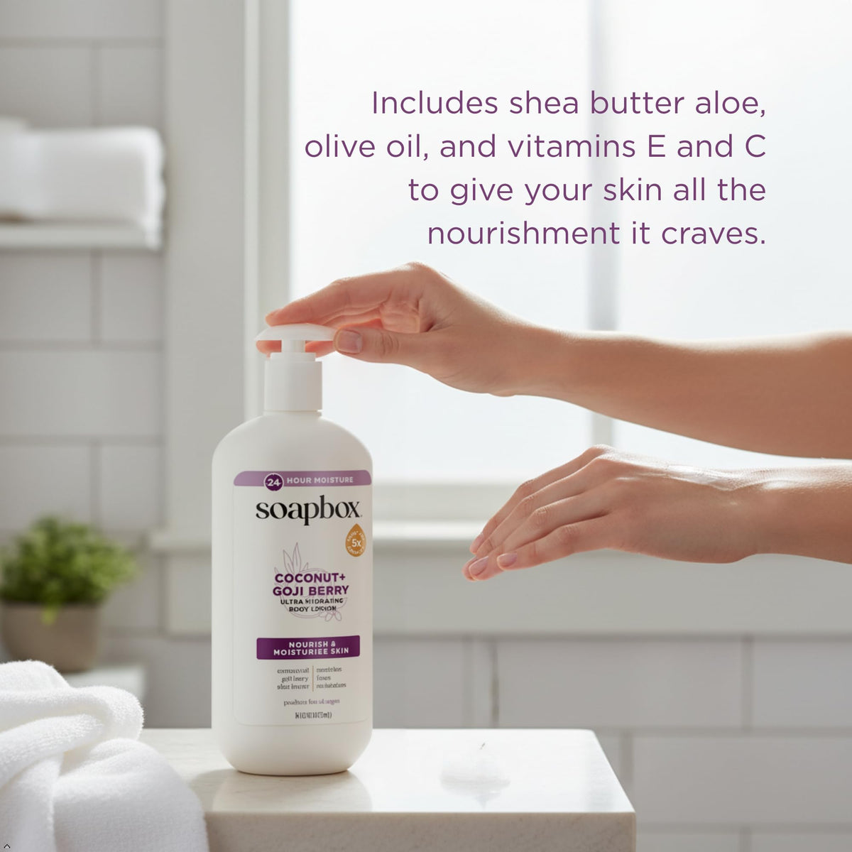 Soapbox ingredients flatlay with coconut and shea butter illustrating nourishing formula