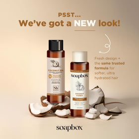 Soapbox conditioner being poured highlighting conditioning benefit