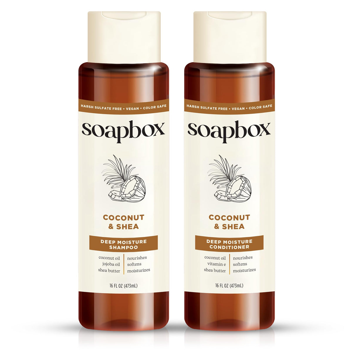 Soapbox front packaging showing coconut and shea benefits