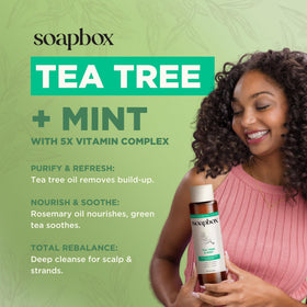 Soapbox shampoo and conditioner duo in a shower setting demonstrating refreshing use