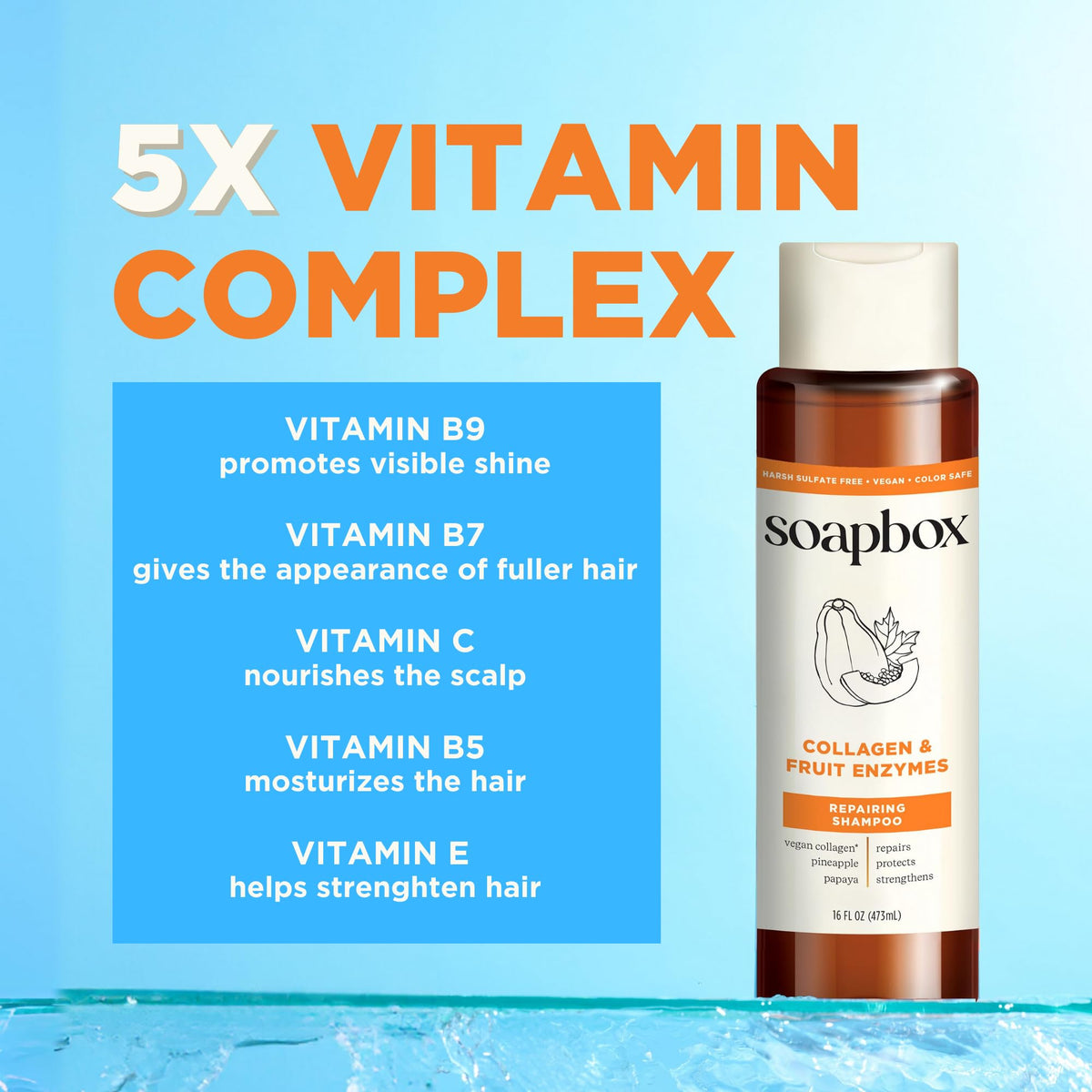 Hand creating lather with Soapbox shampoo showing gentle cleanse and lightweight foam