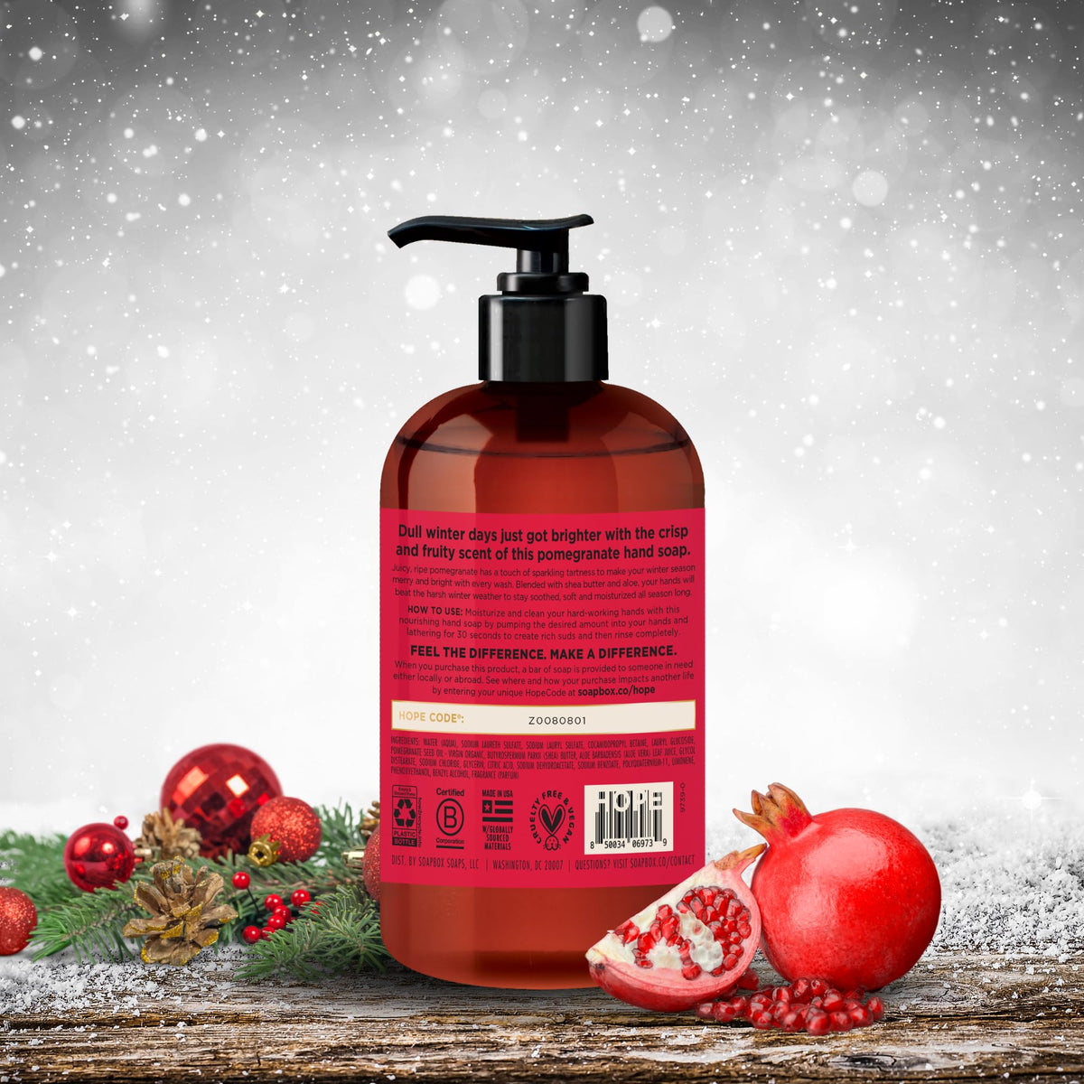 Soapbox being dispensed into hands at sink offering soft cleansing