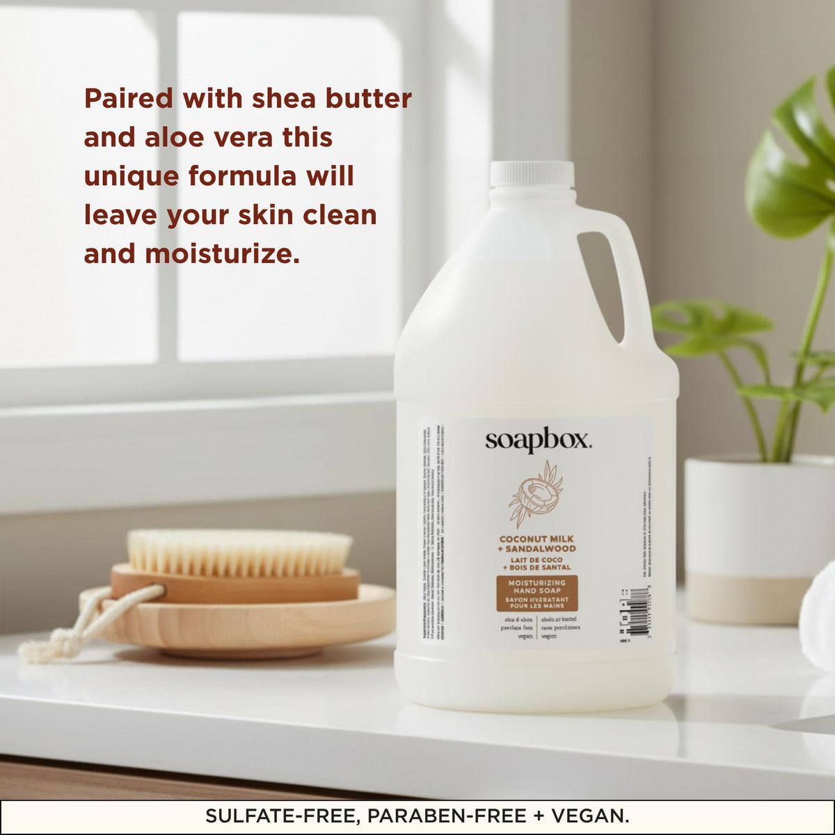 Soapbox label ingredients list highlighting vegan and paraben free benefits