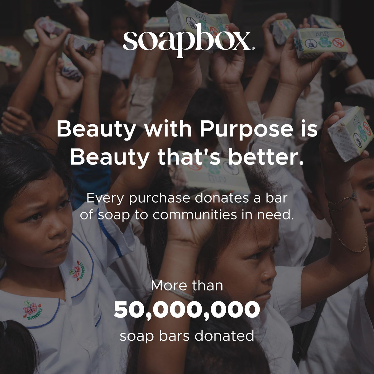 Soapbox on bathroom counter styled to show salon-like results at home