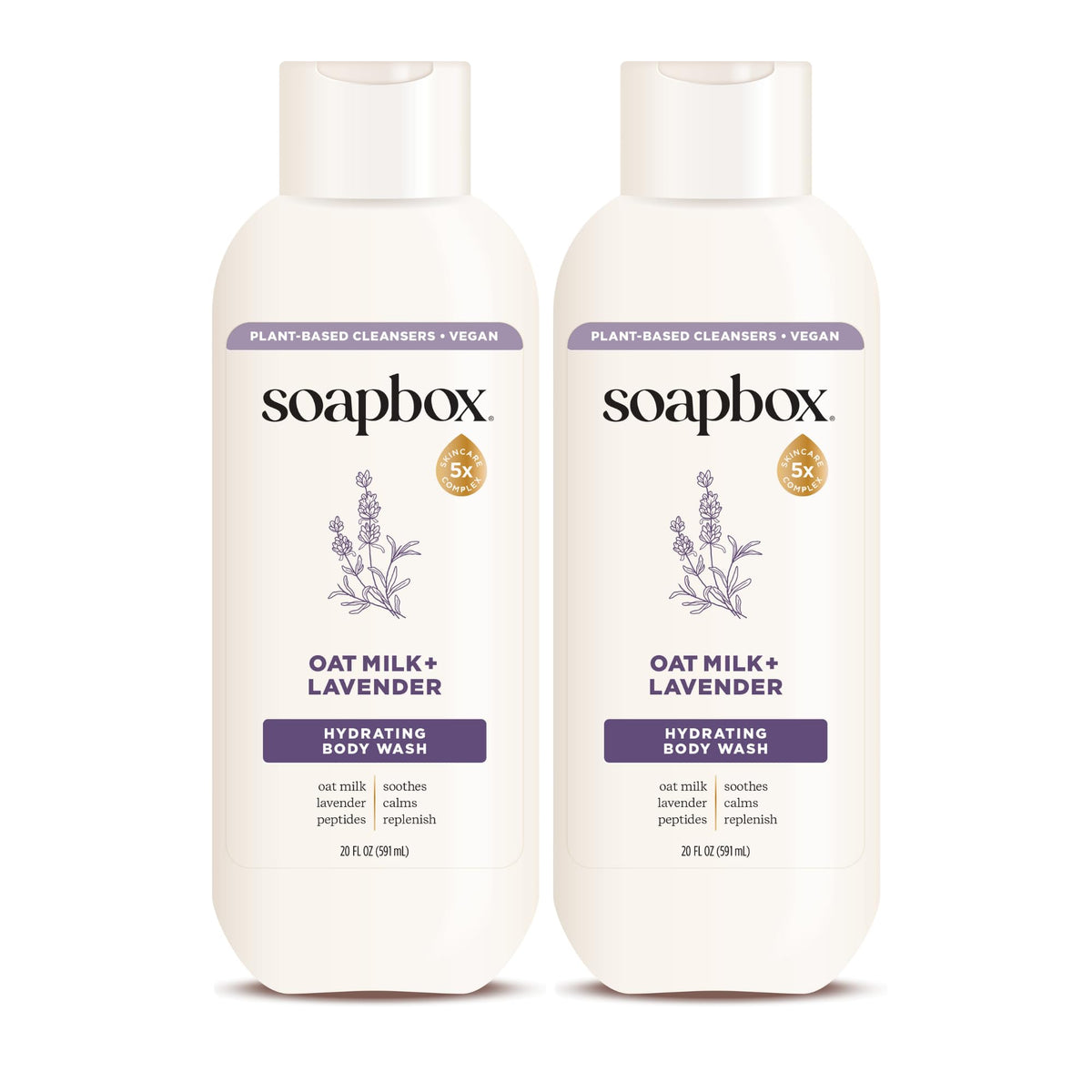 Soapbox oatmilk & lavender front packaging showing gentle hydrating wash