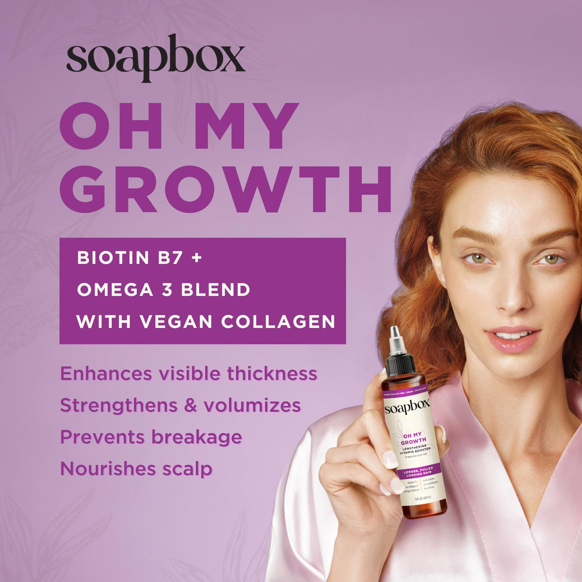 Soapbox being applied to wet hair demonstrating five-minute use