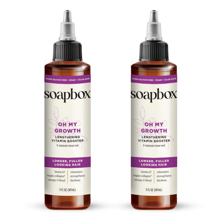 Soapbox front packaging showing product and two-pack benefit