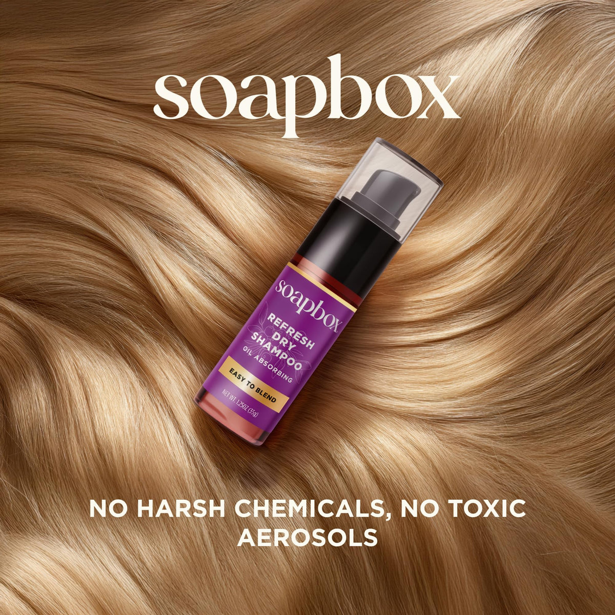 Soapbox Refresh application at roots demonstrating oil absorption and quick refresh benefit