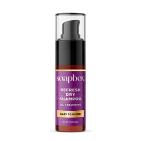 Soapbox Refresh front view showing compact, non-aerosol packaging and product name