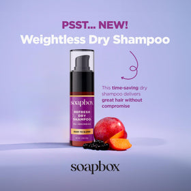 Soapbox Refresh open top revealing fine powder ready for application and convenience