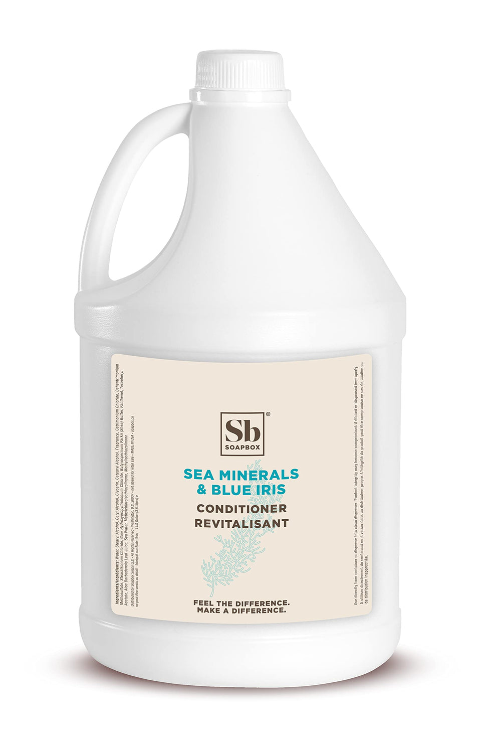 Soapbox gallon front label showing product and benefits