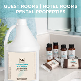 Soapbox bottle beside a wall dispenser for quick guest refills