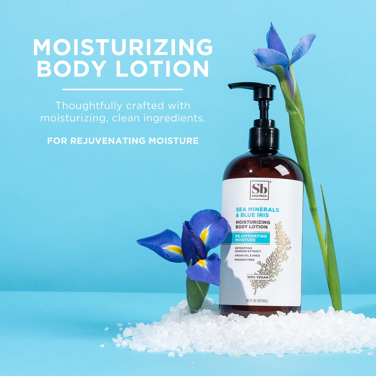 Soapbox ingredients with shea butter and plant oils highlighting hydration