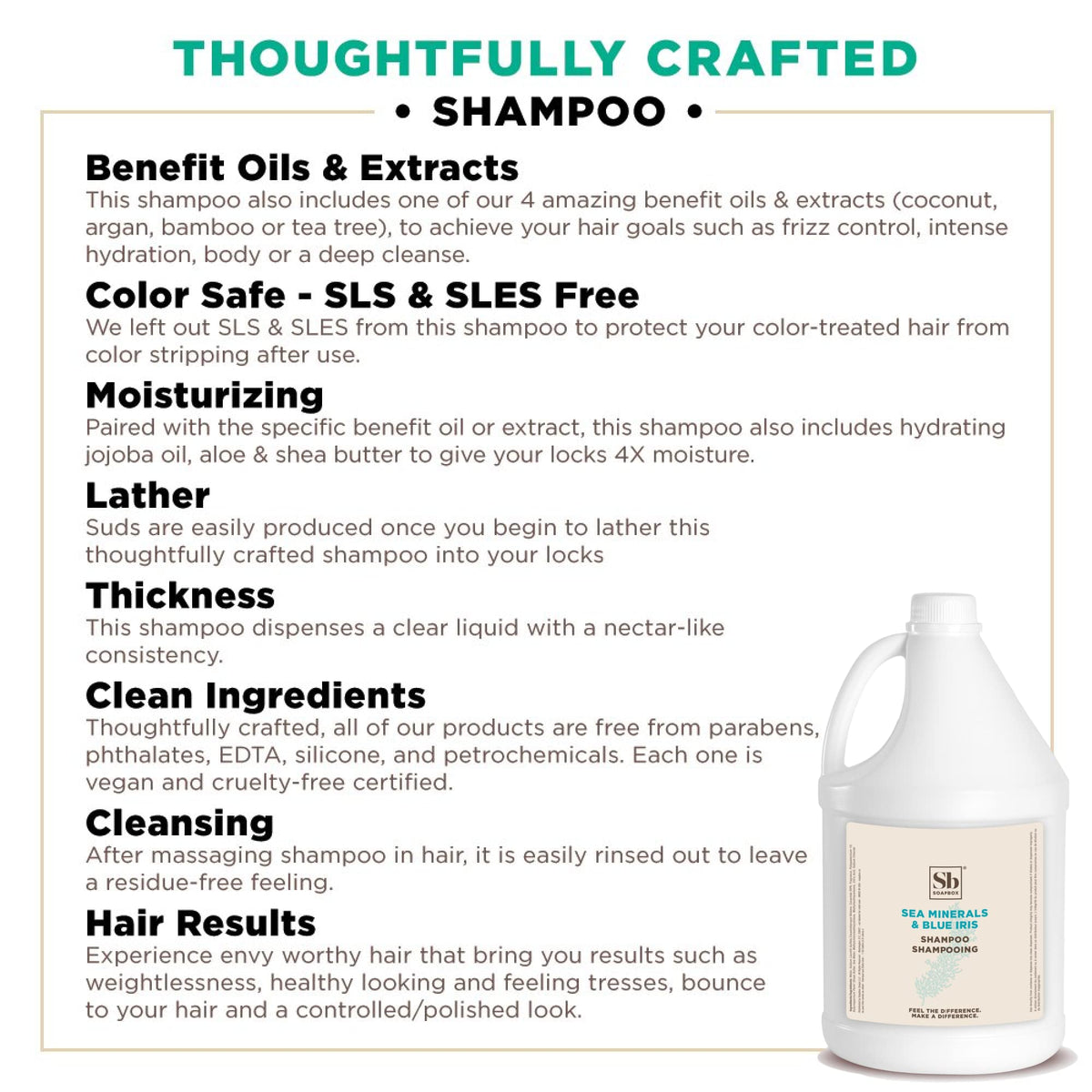 Soapbox shampoo texture being poured illustrating moisturizing, non-stripping feel