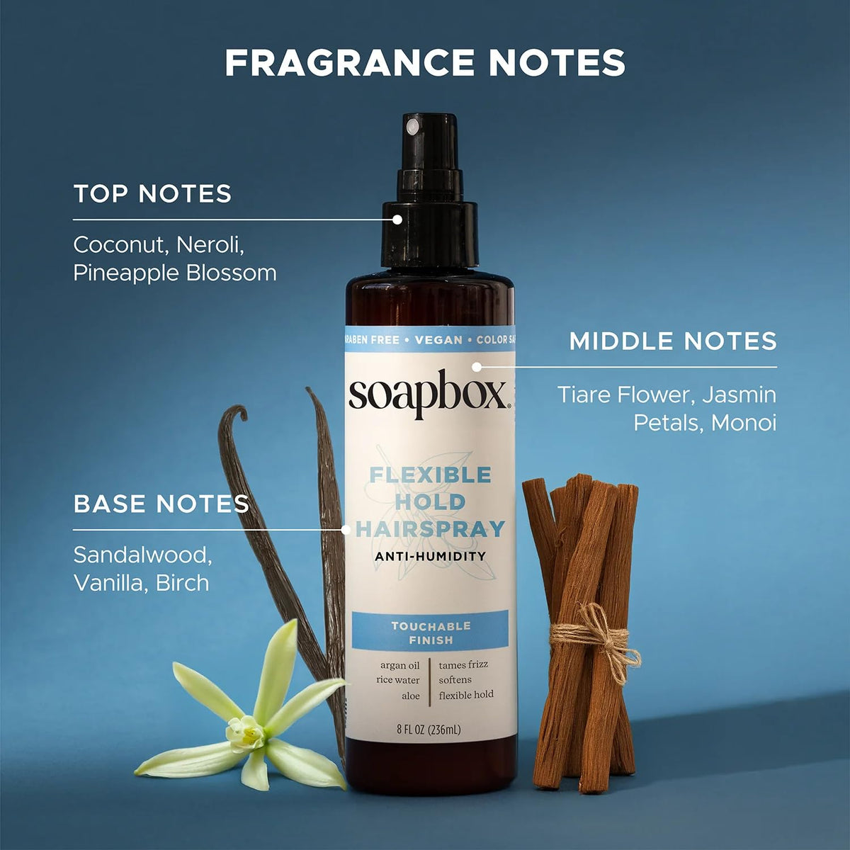 Soapbox 8oz bottle held in hand illustrating compact travel-friendly size