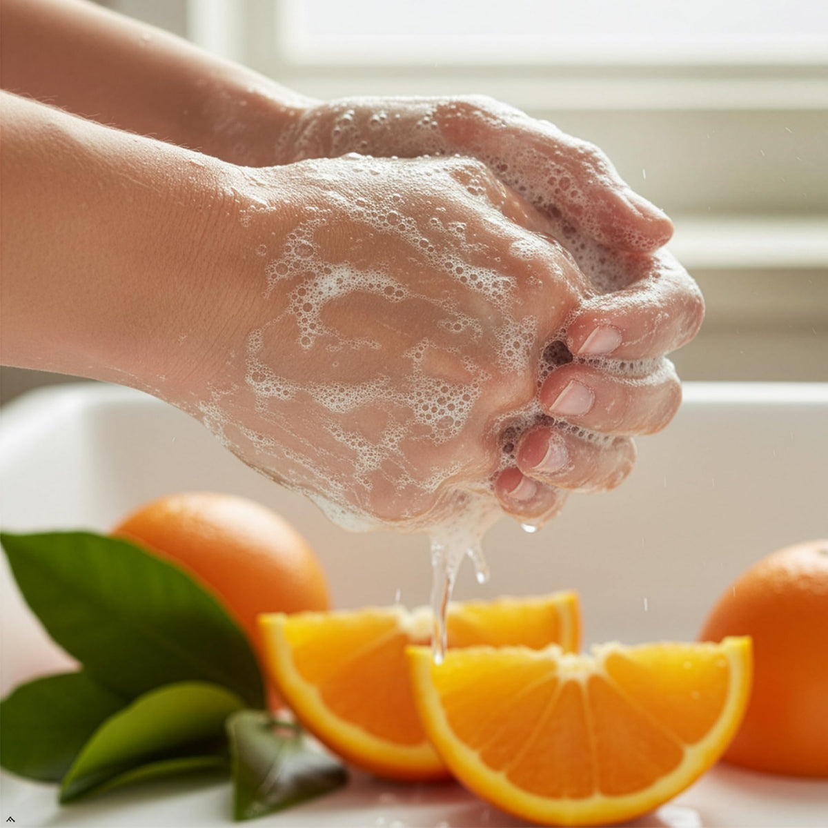 Soapbox creamy lather texture on hand illustrating moisturizing, softening effect