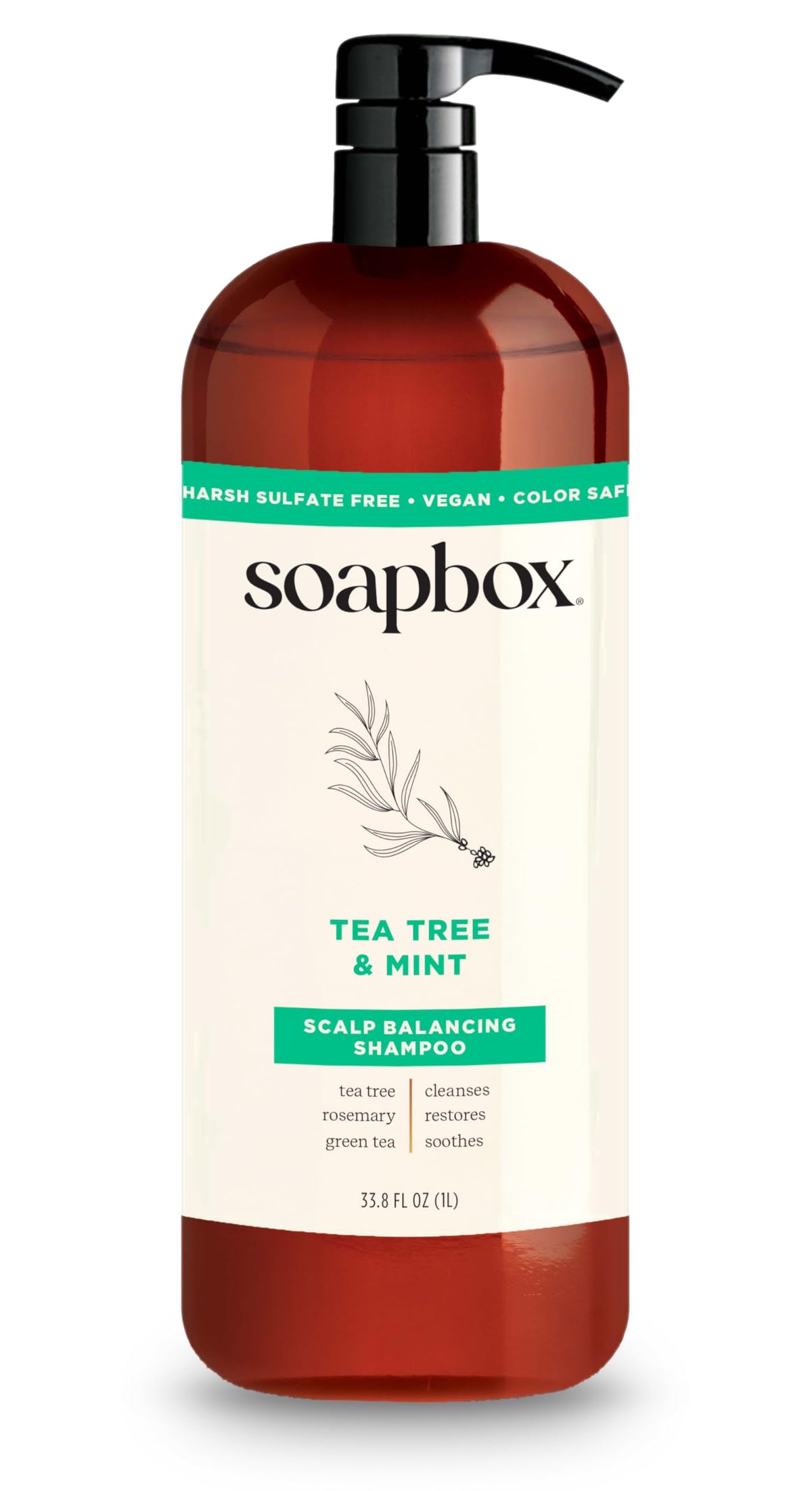 Soapbox front bottle showing label and calming benefits