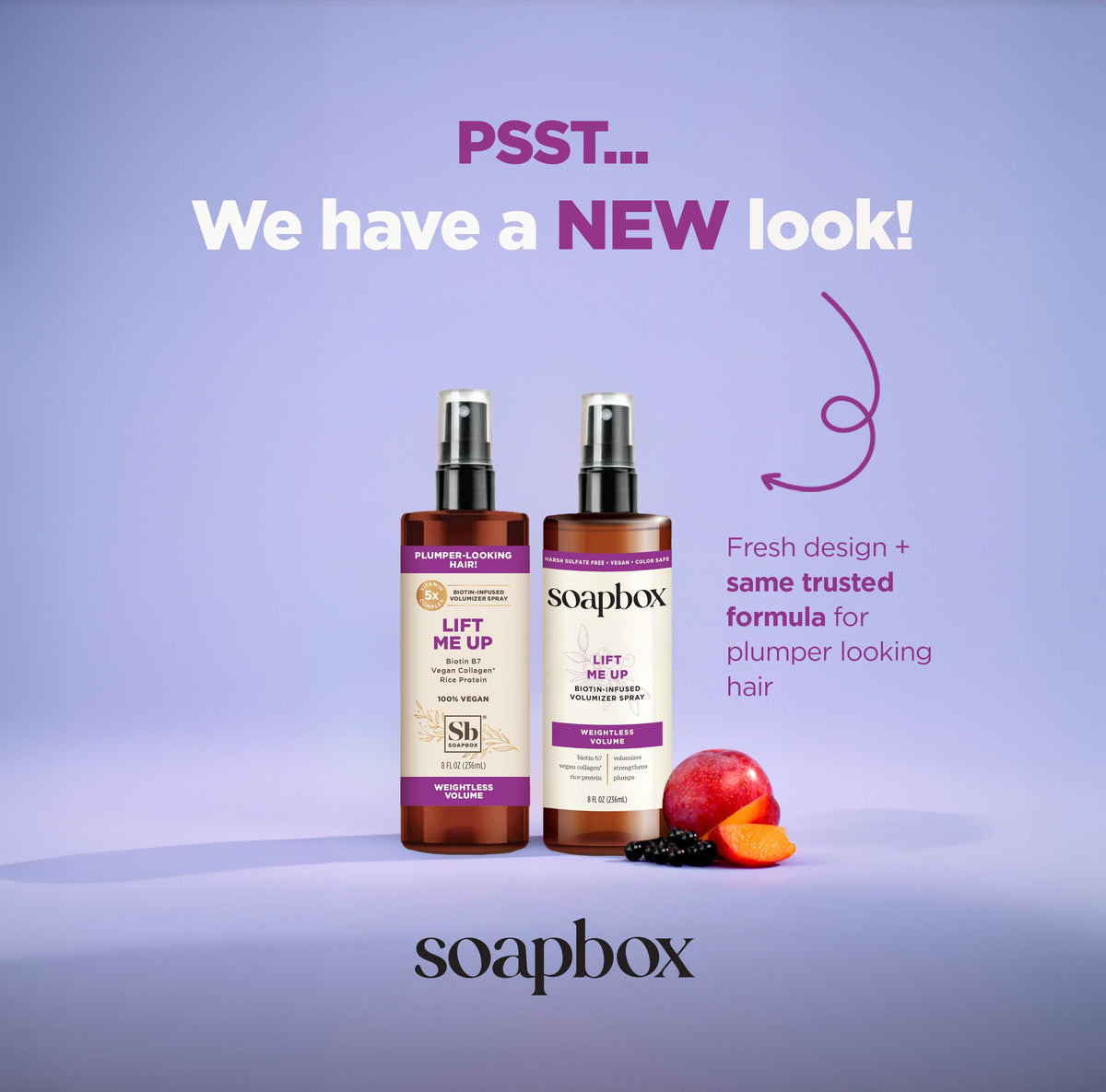 Soapbox spray texture on hair strands demonstrating lightweight volume