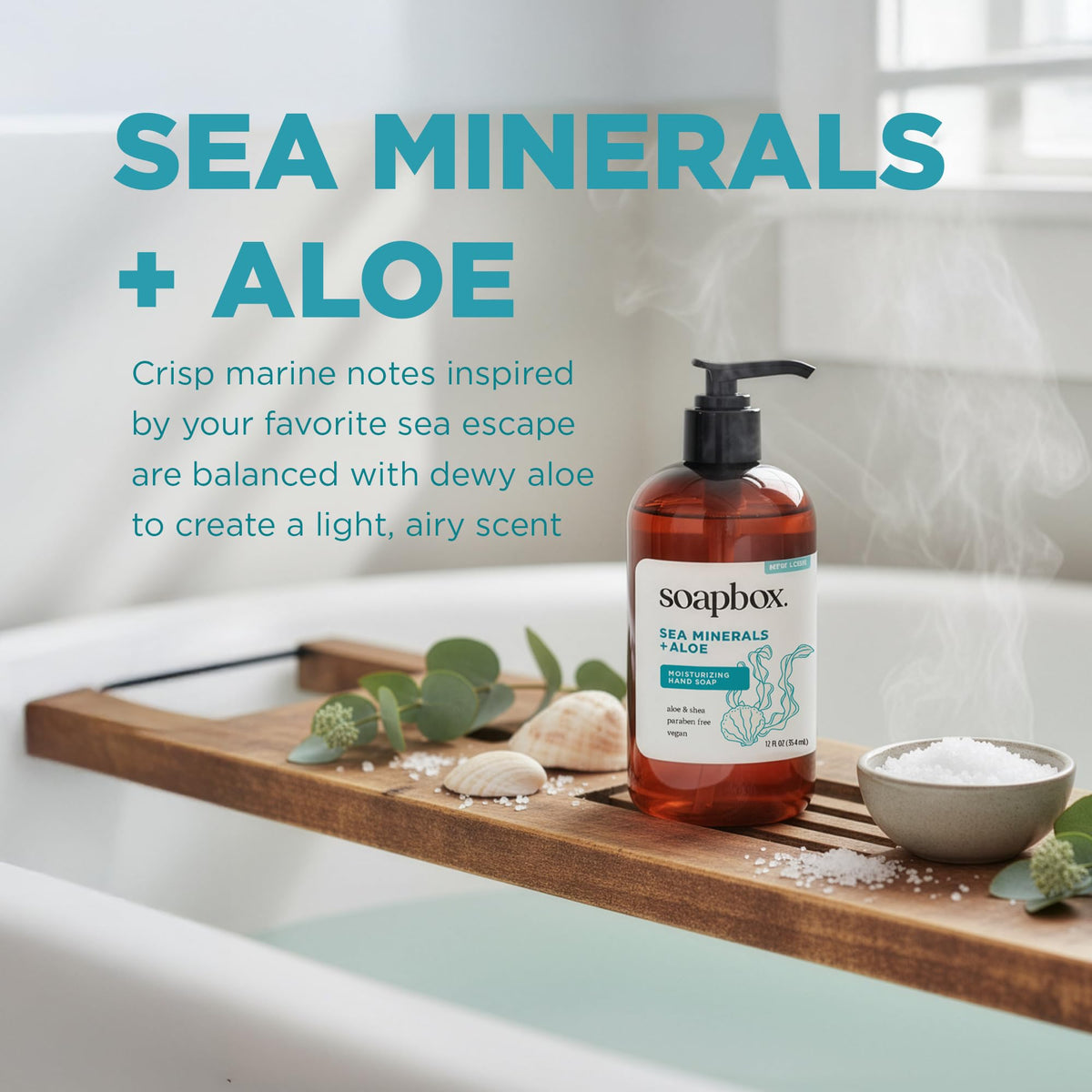 Soapbox vanilla bean bottle pump showing easy dispensing and warm fragrance