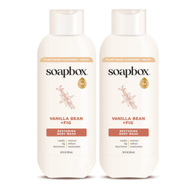 Soapbox front packaging showing bottle and label, highlights hydrating benefits