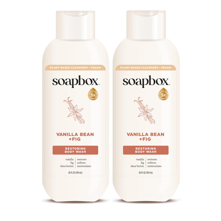 Soapbox front packaging showing bottle and label, highlights hydrating benefits