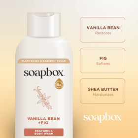 Soapbox scent concept with vanilla pod and fig for warm, inviting fragrance
